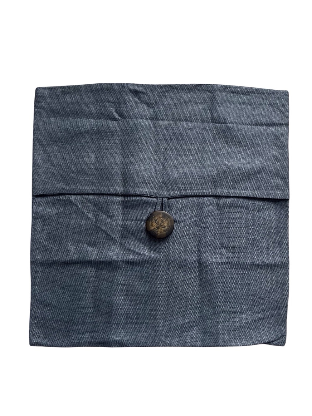 Pottery Barn Blue Pillow Cover Sham Linen Button Front Coastal Nautical Preppy